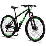 bicicleta-aro-29-aco-carbono-ksvj-freios-disco-suspensao-21v-pretoverde - Imagem