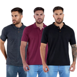 kit-3-camisa-camiseta-polo-masculina-social-slim-blusa - Imagem