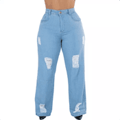 calca-plus-size-jeans-feminina-wide-leg-levanta-bumbum - Imagem