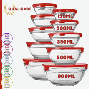 conjunto-10-potes-tigelas-vasilhas-bowls-em-vidro-com-tampa-ud-brasil - Imagem