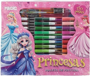 maleta-kit-de-pintura-infantil-escolar-com-150-pecas-princesa - Imagem