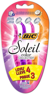 aparelho-de-depilar-bic-soleil-rosa-roxo-e-laranja-leve-4-pague-3-930183-dupla-fita-lubrificante-com-leite-de-coco - Imagem