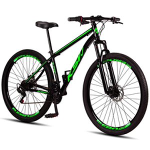 bicicleta-aro-29-aco-carbono-ksvj-freios-disco-suspensao-21v-pretoverde - Imagem