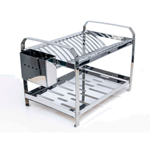 escorredor-de-aco-inox-16-pratos-com-porta-talheres-inox - Imagem