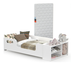 rofemar-moveis-cama-infantil-para-quarto-de-crianca-com-colchao-e-sapateira-cor-branco - Imagem