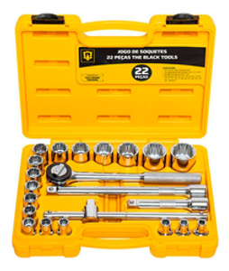 jogo-kit-de-ferramentas-manuais-chave-catraca-12-8-a-32mm-bcs022-the-black-tools-cor-amarelo - Imagem