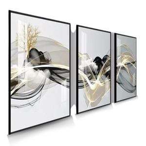 quadros-decorativos-sala-abstrato-linha-gold-luxo-promocao - Imagem