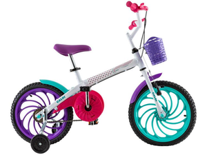 bicicleta-infantil-aro-16-caloi-ceci-branca-com-rodinhas-com-cestinha - Imagem