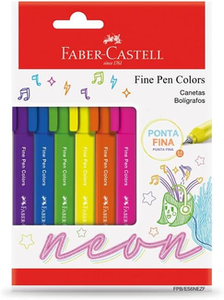 faber-castell-fine-pen-colors-6-cores-neon-modelofpbes6nezf - Imagem