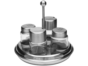 galheteiro-vidro-forma-inox-5-pecas-com-suporte-redondo - Imagem