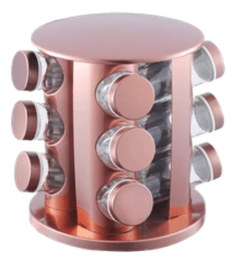 porta-tempero-giratorio-inox-12-potes-redondo-rose-gold-dubai - Imagem