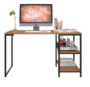 mesa-escrivaninha-star-home-office-industrial-com-prateleira-para-sala-de-escritorio-e-quarto-de-estudos-cor-canela - Imagem