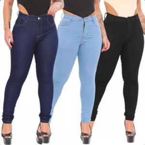 kit-3-calca-jeans-feminina-levanta-bumbum-cintura-alta - Imagem