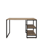 mesa-escrivaninha-com-2-prateleiras-industrial-ferro-e-madeira-vintade-nordico-marca-e-led-cor-laminada-com-preto - Imagem