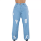 calca-plus-size-jeans-feminina-wide-leg-levanta-bumbum - Imagem