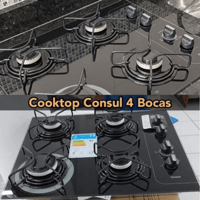 Cooktop Consul 4 Bocas com Grades Individuais - Acendimento Automático Facilite CD060AE