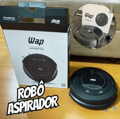Wap Robot W90 - Aspirador De Pó Robô, Automático 3 Em 1 Varre, Aspira, Passa Pano, Mop Para Limpeza, 30w, Bateria Recarregável, Bivolt, Preto