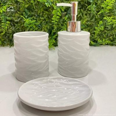 Conjunto 3 Peças para Banheiro de Cerâmica Cannes Branco - Lyor