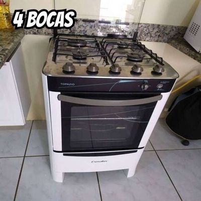 Fogão 4 Bocas Esmaltec Branco - Acendimento AutomAtico Topázio