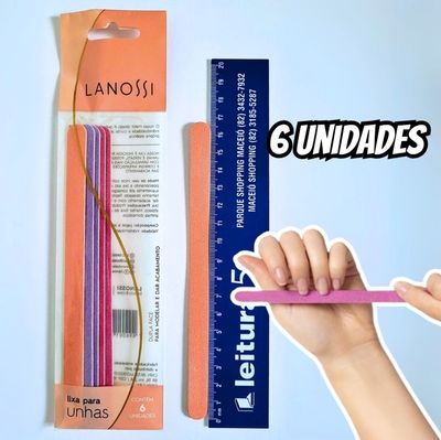 Lanossi Beauty & Care Lixa De Unhas Dupla Face - 6 Unidades Laranja/Rosa/Roxo Laranja/Rosa/Roxo