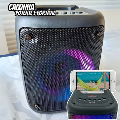 Caixinha Caixa De Som Com Bluetooth Amplificada Potente E Portátil E Entradas Para Usb Microfone Micro Sd Aux Graves Excelentes