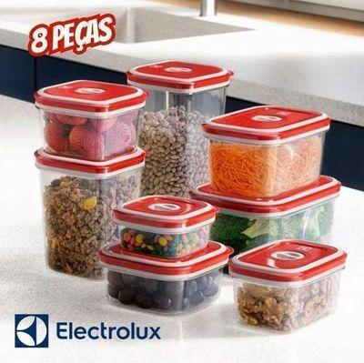 Conjunto Com 8 Potes Herméticos Electrolux Alta Qualidade Cor Vermelho