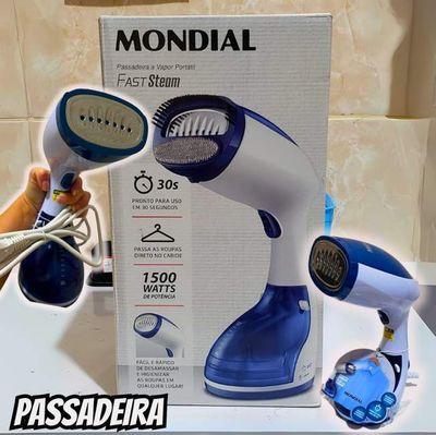 Passadeira a Vapor Portátil Fast Steam, Mondial, Branco/Azul, 1500W, 110V - VP-09