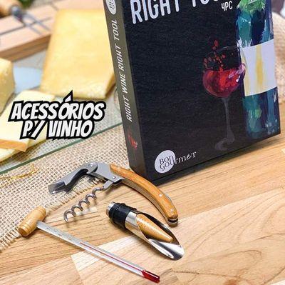 Conjunto 3 Peças de Aço Inox para Vinho com Caixa - Wolff