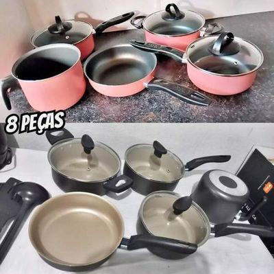 Conjunto De Panelas Antiaderente 8 Peças Teflon Várias Cores