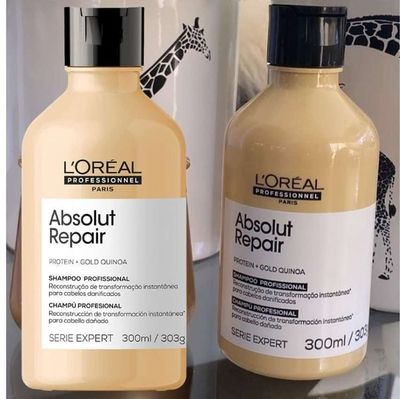 L'Oréal Professionnel Shampoo Absolut Repair, Repara Danos e Promove Brilho, Com Quinoa & Proteínas, Para cabelos secos e danificados, 300ml