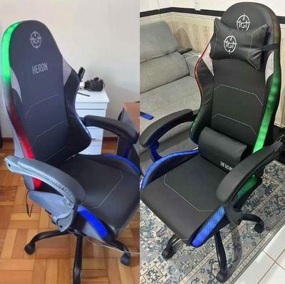 Cadeira de escritório TGT Heron RGB TGT-HR-RGB gamer ergonômica preta com estofado de couro sintético