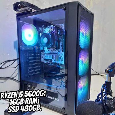 PC Gamer ITX Arena, Ryzen 5 5600G, Radeon™ Graphics Vega 7, 16GB Ram, SSD 480GB, Gabinete RGB