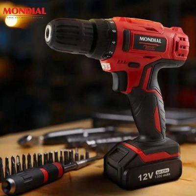 Furadeira E Parafusadeira Mondial A Bateria 12v Com Maleta Power Tools Fpf-06m