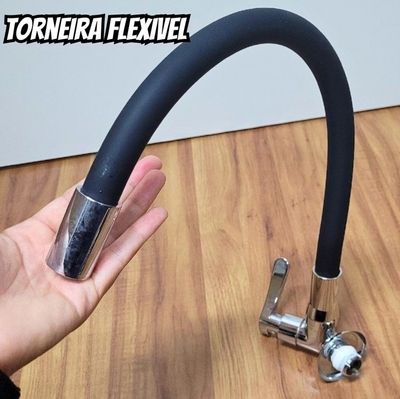 Torneira flexivel para cozinha pia bancada e mesa via flix Fc-02 preto