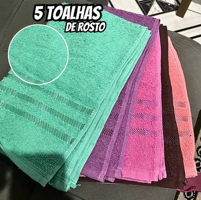 Kit 05 Toalhas De Rosto 100% Algodão Liso