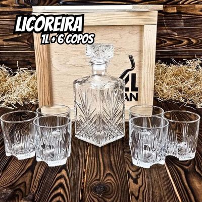 Bormioli Rocco Selecta Licoreira de 1l com 6 Copos de Whisky, Transparente