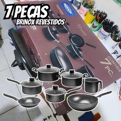 Jogo De Panelas Ebony, 7pcs, Brinox Revestidos, Preto