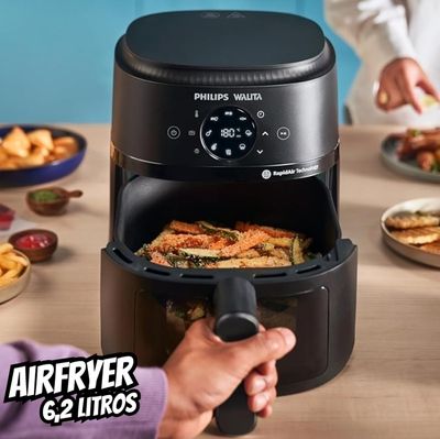 Fritadeira Airfryer Digital Série 2000 XL, Philips Walita, 6,2 litros, Tecnologia RapidAir, Preta, 2 anos de garantia, 110v, 1700W - NA230/00