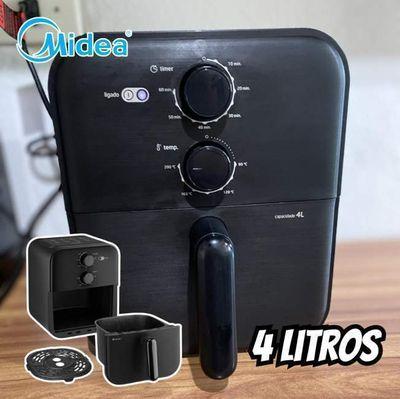 Fritadeira Sem Óleo Capacidade de 4L, Midea, 1400 W, Aquece Em 10-60 min 80℃ a 200 ℃, Air Fryer Com Fluxo de Ar de 360°, Fritadeira Eletrica, Design Compacto, Preto, 220V, MAF400P0APK