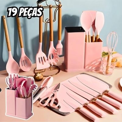 Kit Conjunto De Utensílios De Cozinha Com 19 Peças Completo