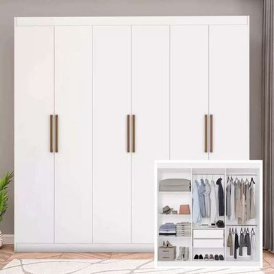 Guarda-Roupa Bartira Ville com 6 Portas e 2 Gavetas - 200,5cm de largura