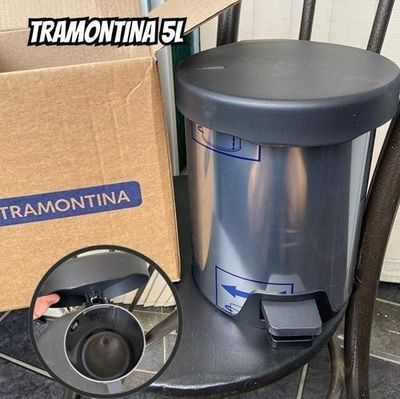 Lixeira Com Pedal New Tramontina Em Aço Inox Com Acabamento Polido 5 L