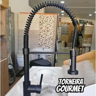 Torneira para Cozinha Gourmet de Mesa com Mola - Monocomando Black Nell AM-01