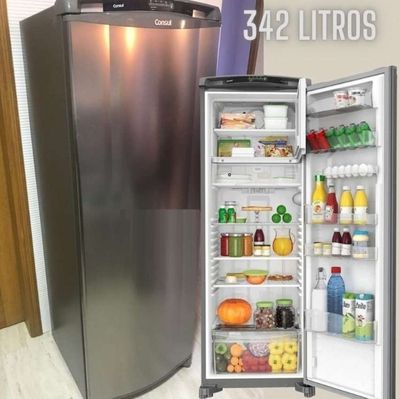 Geladeira Consul Frost Free 342 Litros Cor Inox Com Gavetão Hortifruti - Crb39ak