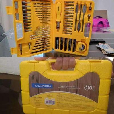 Maleta Plástica 110 Peças Com Brocas E Ponteiras Para Uso Doméstico Amarelo Tramontina 6