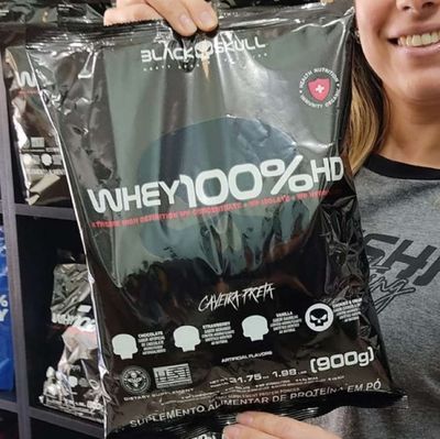 Whey 100% Hd - 900G Refil Morango, Black Skull