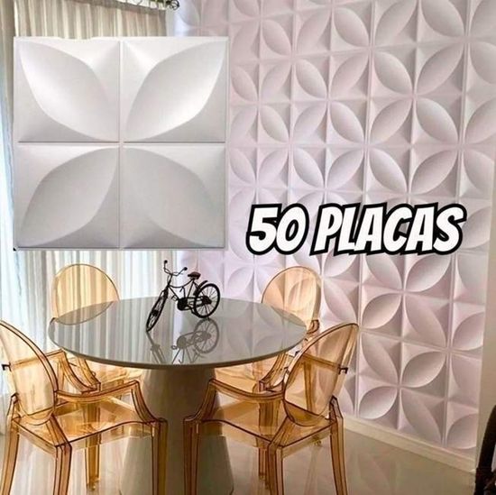 50 Placas Revestimento De Parede Pvc 3d