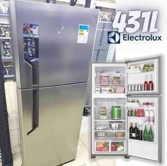 Geladeira Frost Free Electrolux Freezer Tf55s Inox Com Freezer 431l 127v