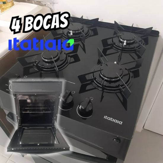 Fogão 4 Bocas A Gás Itatiaia Electra Glass Preto Bivolt