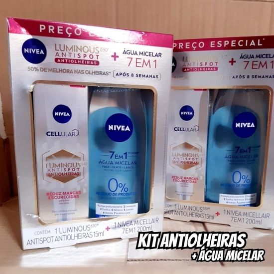 Kit Nivea Luminous 630® Antiolheiras 15ml + Nivea Água Micelar 7 Em 1 200ml